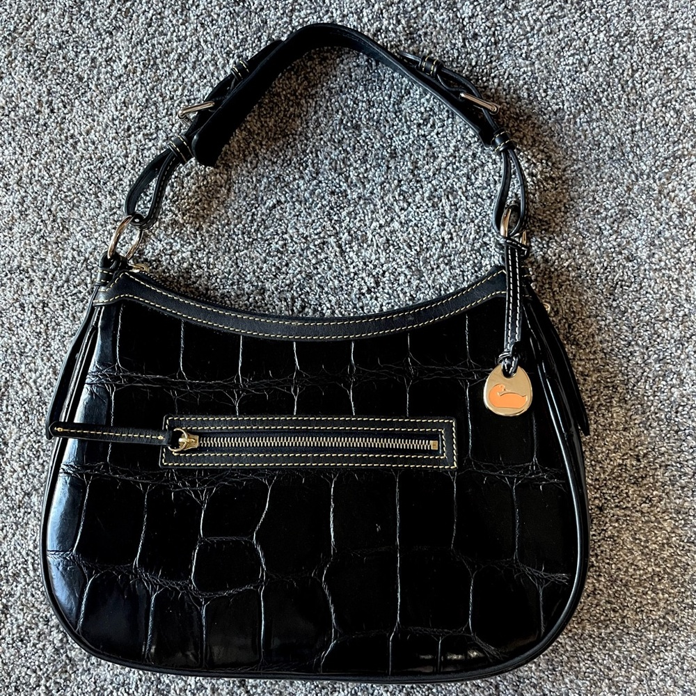 DOONEY & BOURKE NWT Black Croc Embossed Leather Bag  #J3988182 NEW - Picture 11 of 12